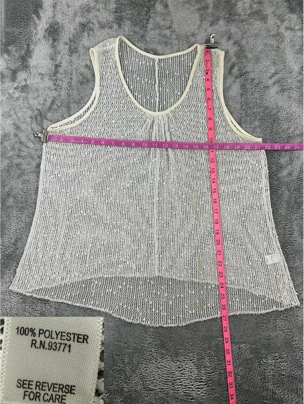 Y2K Fairycore Mesh Tank Top with Silver Sequins Sleeveless White